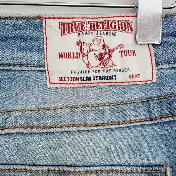 True Religion Classic Blue Denim Slim Straight Jeans Size 26 - Picture 12 of 13
